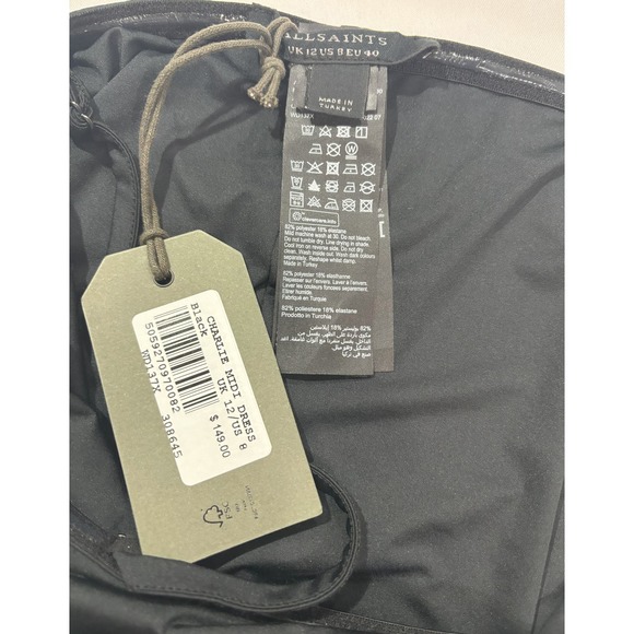 Allsaints NWT Women’s 8 Black Slip Midi Dress Charlie Removable Straps MSRP $149 - Picture 7 of 7